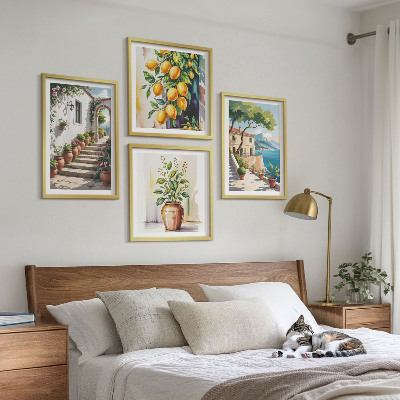 Wall art set Lemon seaside flowers