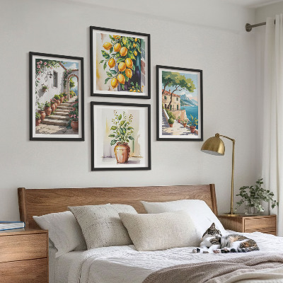 Wall art set Lemon seaside flowers
