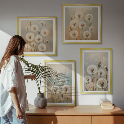 Multi-piece wall decor set Pastel dandelion flowers