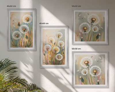 Wall art set Dandelion flowers pastel grasses