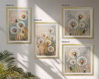 Wall art set Dandelion flowers pastel grasses