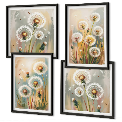 Wall art set Dandelion flowers pastel grasses