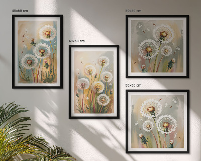 Wall art set Dandelion flowers pastel grasses