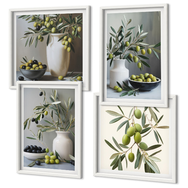 Multi-piece wall decor set Olives in gray vases