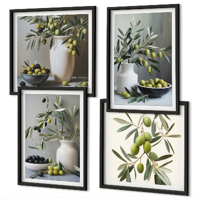 Multi-piece wall decor set Olives in gray vases