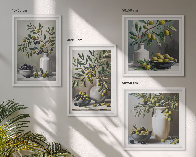 Wall art set Olives in ceramic gray