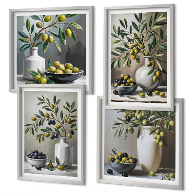 Wall art set Olives in ceramic gray