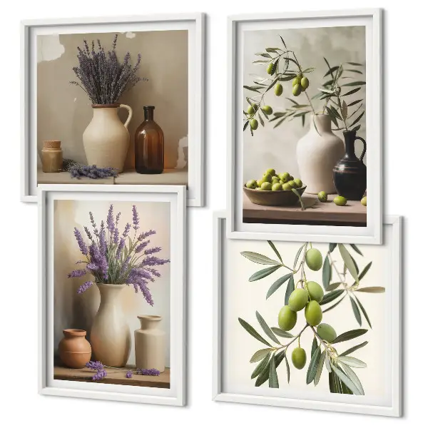 Floral vase wall art set of 4 decorative pieces