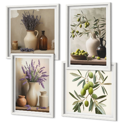 Set of 4 wall art pieces Flowers in vases decorations