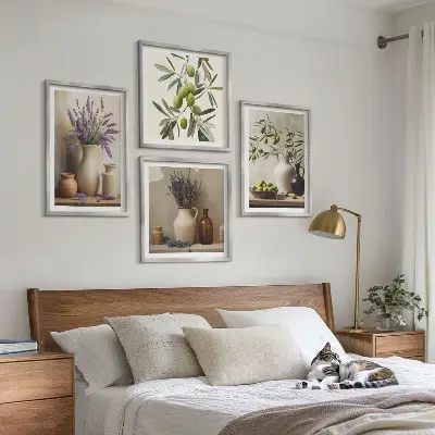 Floral vase wall art set of 4 decorative pieces
