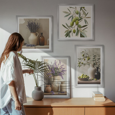 Set of 4 wall art pieces Flowers in vases decorations