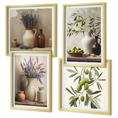 Floral vase wall art set of 4 decorative pieces