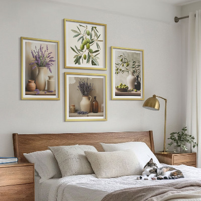 Set of 4 wall art pieces Flowers in vases decorations