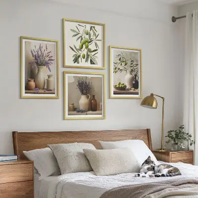 Floral vase wall art set of 4 decorative pieces