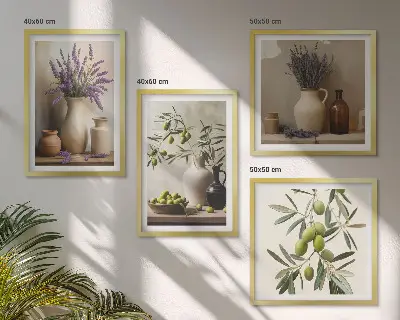 Floral vase wall art set of 4 decorative pieces