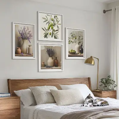 Floral vase wall art set of 4 decorative pieces