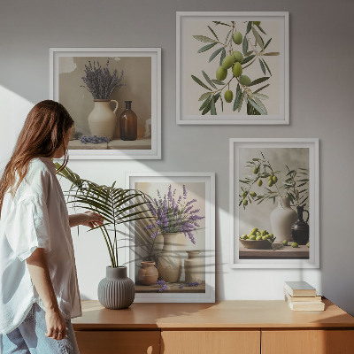 Set of 4 wall art pieces Flowers in vases decorations
