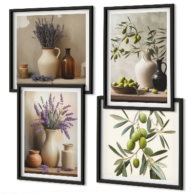 Set of 4 wall art pieces Flowers in vases decorations