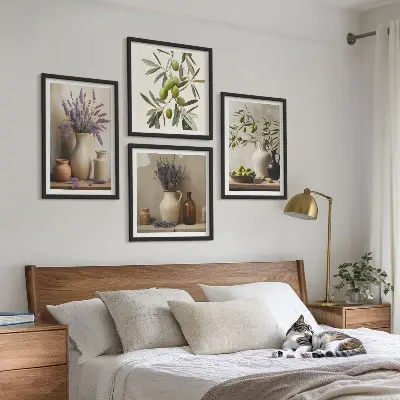 Floral vase wall art set of 4 decorative pieces