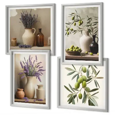 Floral vase wall art set of 4 decorative pieces