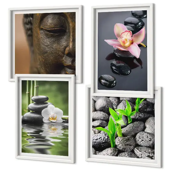 Peaceful Zen Flower Buddha Wall Decor Set multi-piece composition