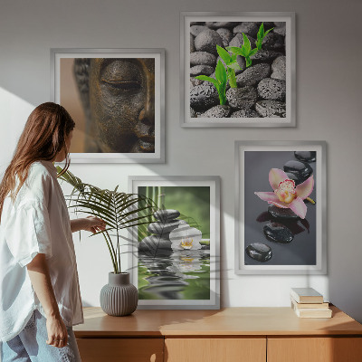 Multi-piece wall decor set Peaceful Zen Flower Buddha Composition