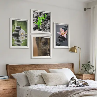 Peaceful Zen Flower Buddha Wall Decor Set multi-piece composition