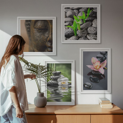 Multi-piece wall decor set Peaceful Zen Flower Buddha Composition