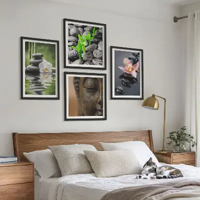 Peaceful Zen Flower Buddha Wall Decor Set multi-piece composition