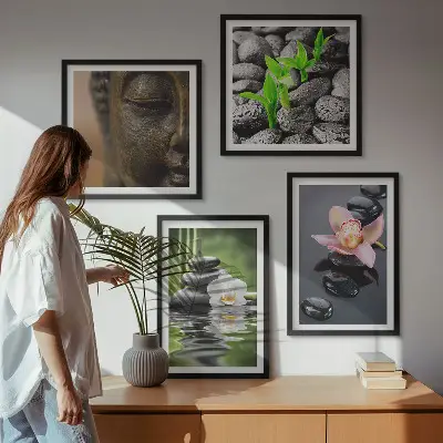Peaceful Zen Flower Buddha Wall Decor Set multi-piece composition