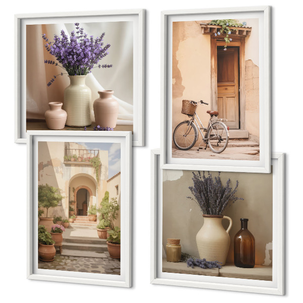 Wall art set Lavender flowers and architecture