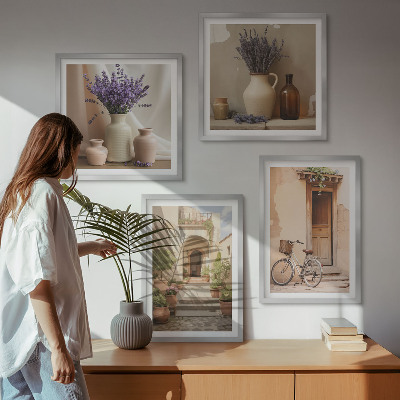 Wall art set Lavender flowers and architecture