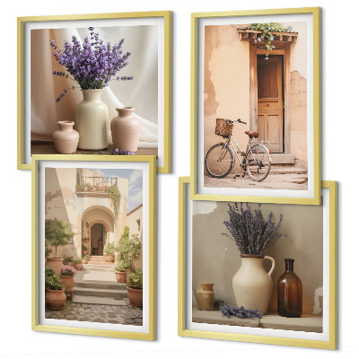 Wall art set Lavender flowers and architecture
