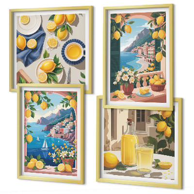 Multi-piece wall decor set Sea window Italian lemons
