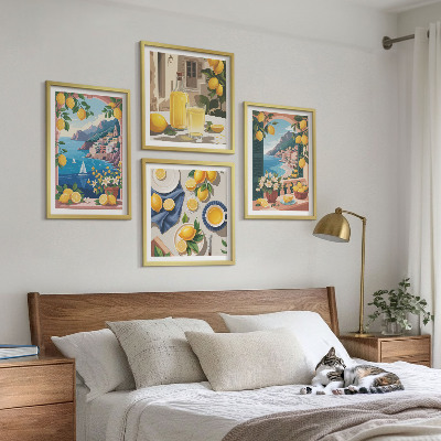 Multi-piece wall decor set Sea window Italian lemons