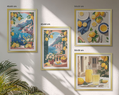 Multi-piece wall decor set Sea window Italian lemons