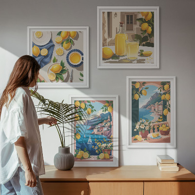 Multi-piece wall decor set Sea window Italian lemons
