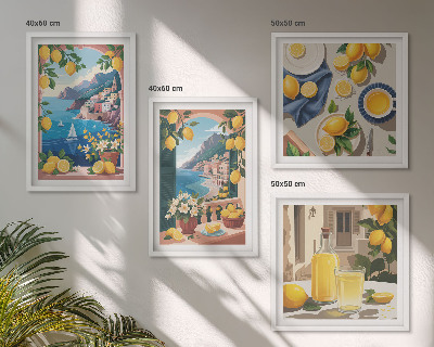 Multi-piece wall decor set Sea window Italian lemons