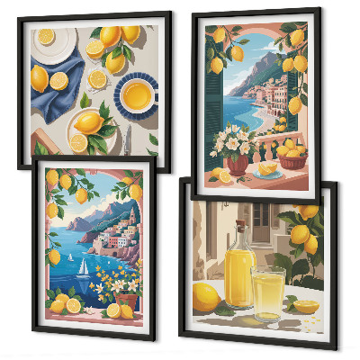 Multi-piece wall decor set Sea window Italian lemons