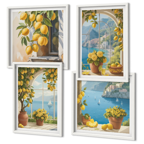 Wall art set Landscapes of the sea, lemons, windows