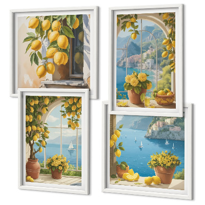 Wall art set Landscapes of the sea, lemons, windows