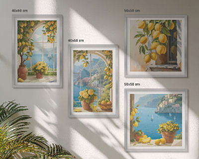 Wall art set Landscapes of the sea, lemons, windows