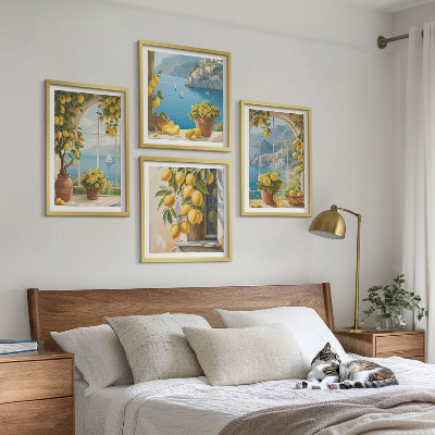 Wall art set Landscapes of the sea, lemons, windows