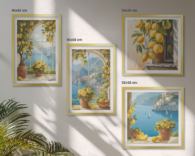 Wall art set Landscapes of the sea, lemons, windows