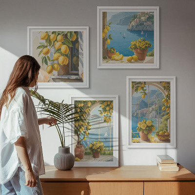 Wall art set Landscapes of the sea, lemons, windows