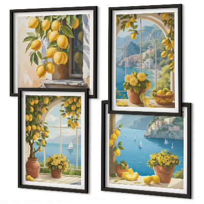 Wall art set Landscapes of the sea, lemons, windows