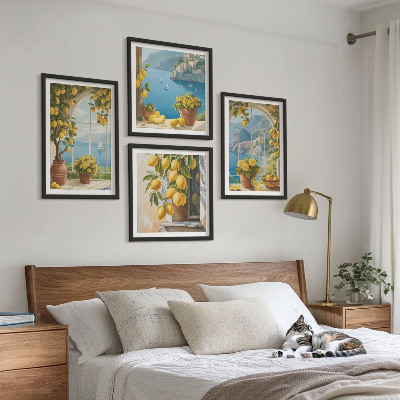 Wall art set Landscapes of the sea, lemons, windows