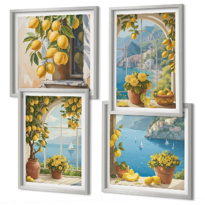 Wall art set Landscapes of the sea, lemons, windows