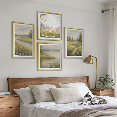 Multi-piece wall decor set Spring landscape river meadow