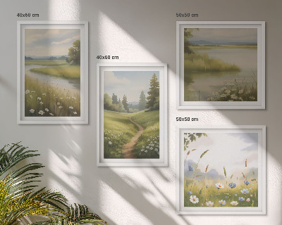 Multi-piece wall decor set Spring landscape river meadow